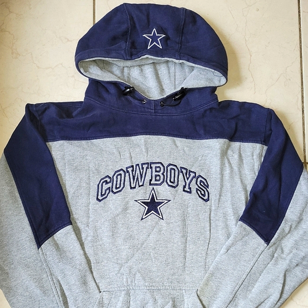 Gray and Blue Cowboys Hoodie